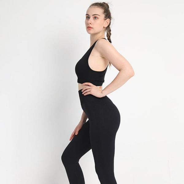 π§‘ Seamless Sculpt Two-Piece Set β High Waist Leggings & Racerback Sports Bra π
