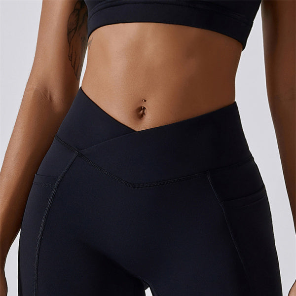 π₯ Buttery Soft Crossover Waist Leggings Shorts with Pockets β Snatched Fit π©·π₯