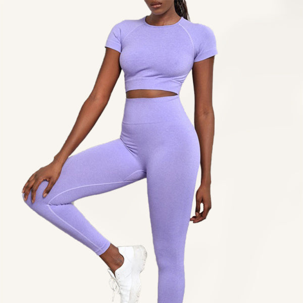 π₯ Seamless Yoga Set Short Sleeve and Leggings β Chic, Comfy, and Gym-Ready π₯