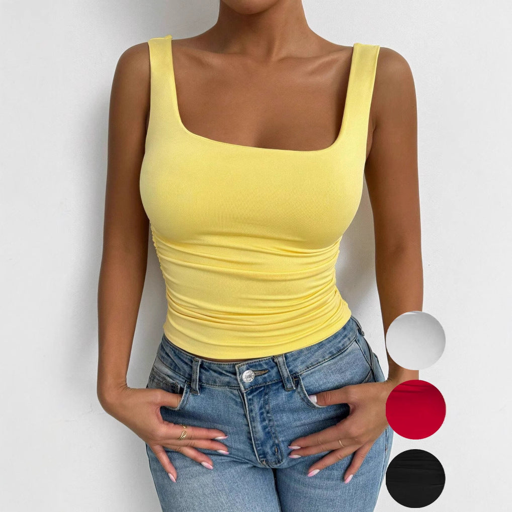Slim cropped camisole with fixed shoulder straps