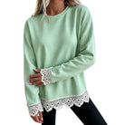 Lace-Panel Round-Neck Long-Sleeve Top, view 5