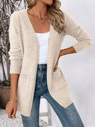 Mid-Length Pocket Knit Cardigan in Apricot