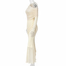 Off-Shoulder Mesh-Hem Bodycon Dress, view 3