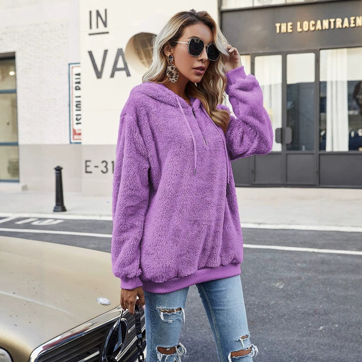 Zip-Detail Pullover Hoodie by Nue Haven