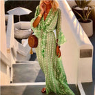 Boho Print Flare-Sleeve Maxi Dress, view 5