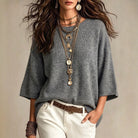 Drop-Shoulder Crewneck Knit Sweater by Nue Haven