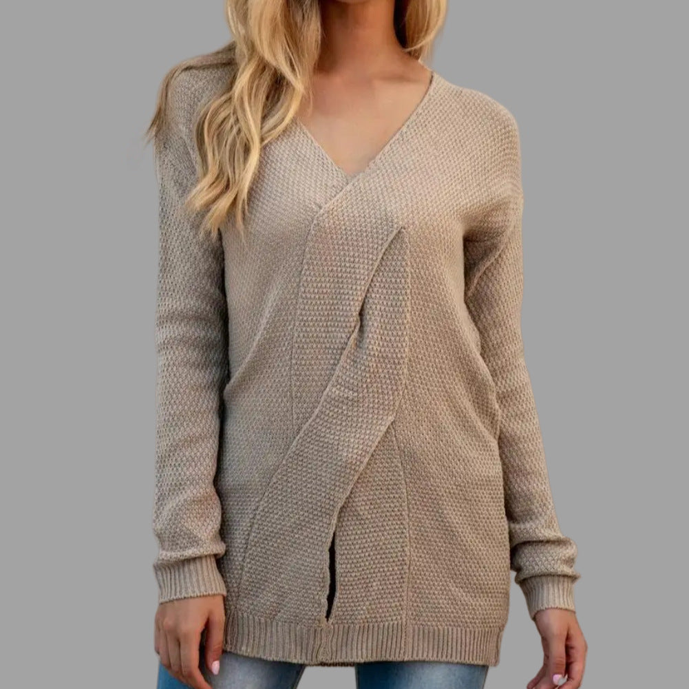 V-neck knit pullover sweater