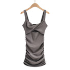Cutout Spaghetti-Strap Bodycon Mini Dress in Charcoal