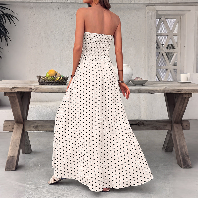 Polka Dot Strapless Maxi Dress, view 2