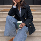 Classic Relaxed-Fit Navy Coat in Navy Blue