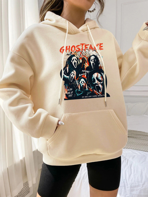 Sleeveless Ghost Print Hoodie – Trendy & Comfy for Spooky Vibes