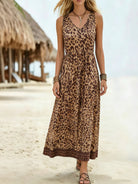 Leopard print sleeveless V-neck dress