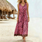 Leopard print sleeveless V-neck dress