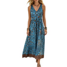 Leopard print sleeveless V-neck dress