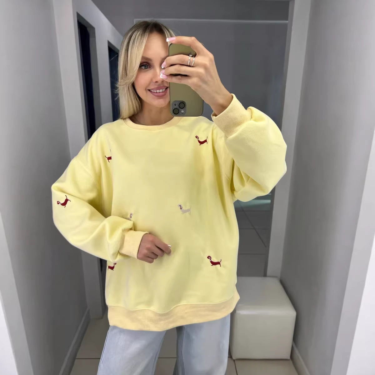 Puppy Print Crewneck Sweatshirt by Nue Haven