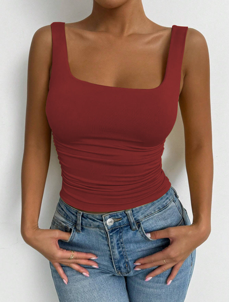 Slim cropped camisole with fixed shoulder straps