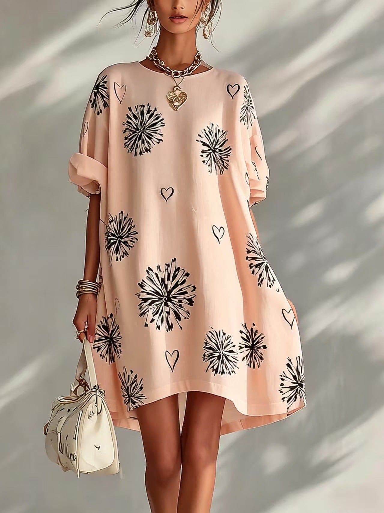 Puff sleeve dress with full skirt