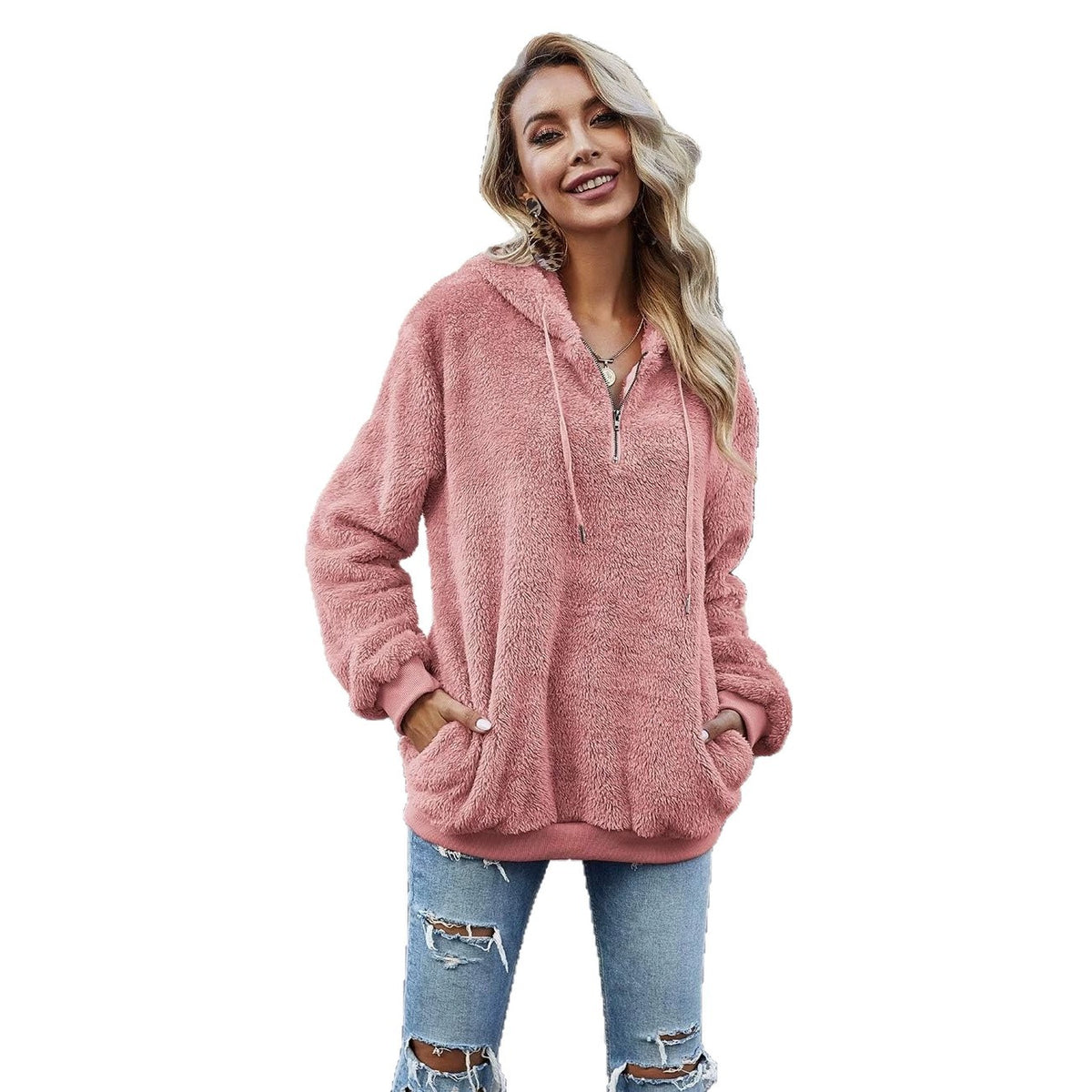 Zip-Detail Pullover Hoodie, view 5