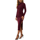 Slit bodycon midi dress in deep red