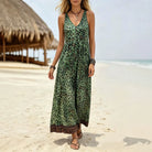 Leopard print sleeveless V-neck dress