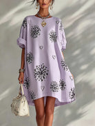 Puff sleeve dress with full skirt