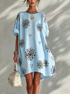 Puff sleeve dress with full skirt
