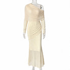 Off-Shoulder Mesh-Hem Bodycon Dress, view 2