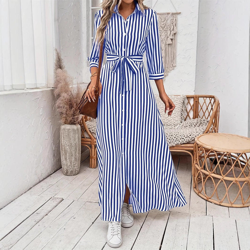 Long-Sleeve A-Line Maxi Dress, view 4