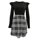Ruffled Plaid Patchwork Midi Dress, view 4