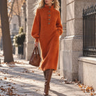 Turtleneck Button-Detail Knit Dress by Nue Haven
