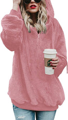 Zip-Detail Pullover Hoodie in Peach