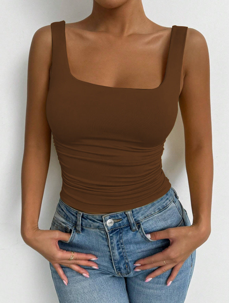 Slim cropped camisole with fixed shoulder straps