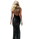 Deep V-Neck Sequin Evening Gown, view 5