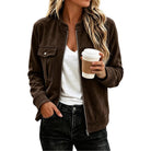 Faux Suede Stand-Collar Zip Jacket in Coffee