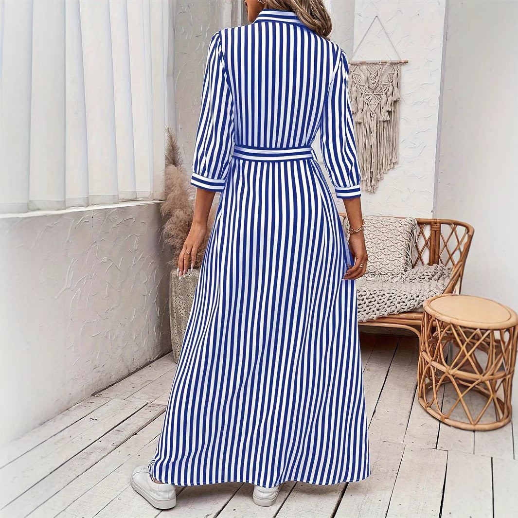 Long-Sleeve A-Line Maxi Dress, view 3