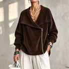 Notch-Collar Double-Zip Knit Cardigan, view 3