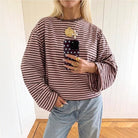 Striped Drop-Shoulder Long-Sleeve Tee, view 2