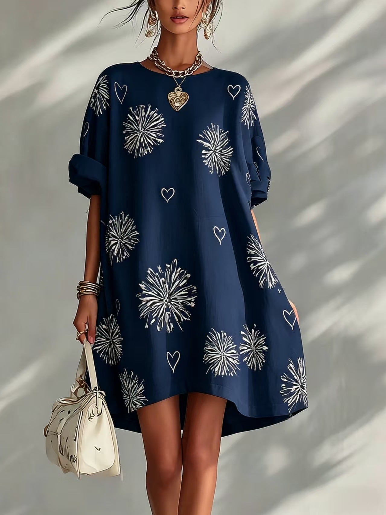 Puff sleeve dress with full skirt
