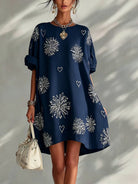 Puff sleeve dress with full skirt