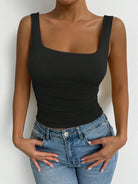Slim cropped camisole with fixed shoulder straps