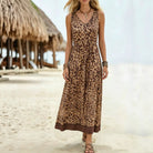 Leopard print sleeveless V-neck dress