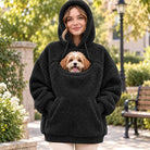 Plush Fleece Pullover Sweater in Black
