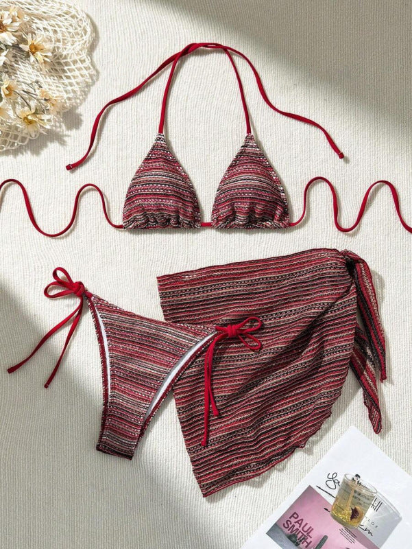 stylish Halter Bikini Set – Trendy 3-Piece Swimsuit for Summer