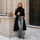 Stand-Collar Long Trench Coat by Nue Haven