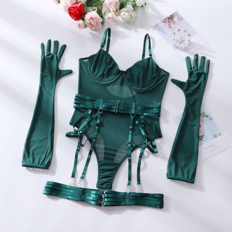 🔥 Sexy Sheer Mesh Bodysuit with Gloves – Sultry & Stylish One-Piece Lingerie 💕