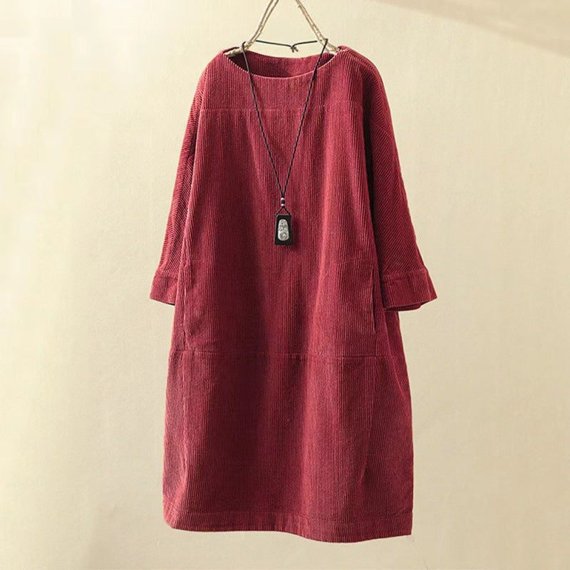 🧡 Cozy Corduroy Retro Dress – Chic & Comfy Fall Essential ✨