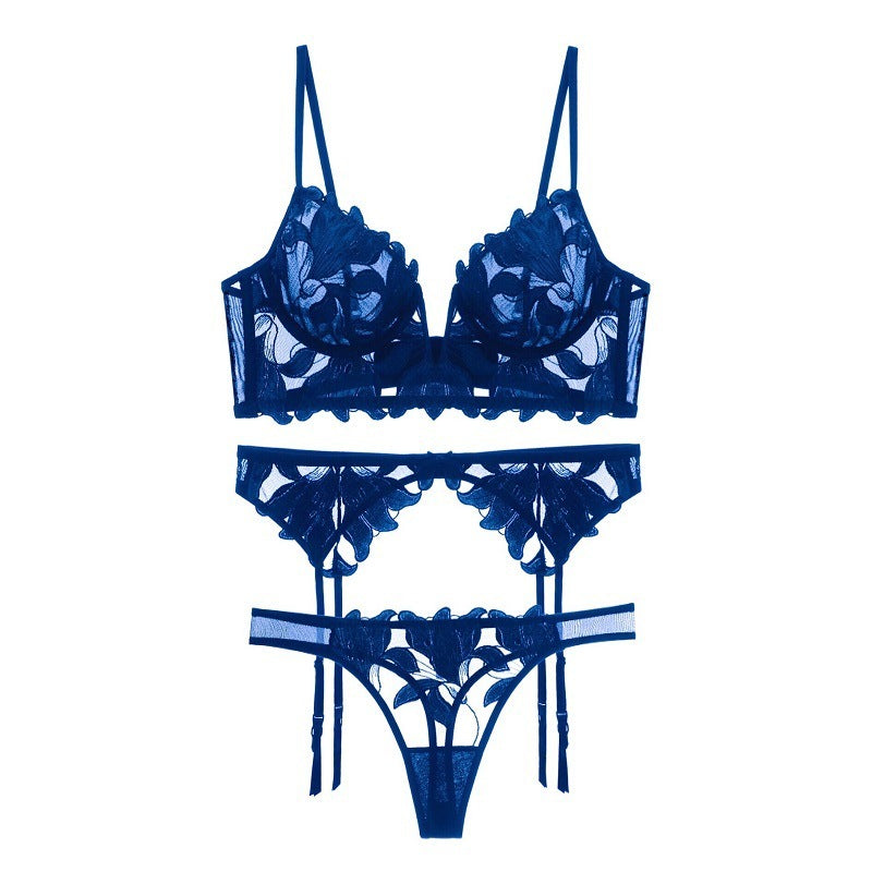 🔥 Sexy Deep V Lace Garter Lingerie Set – Ultra-Thin & Embroidered Elegance 💕