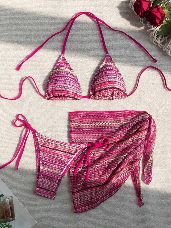 stylish Halter Bikini Set – Trendy 3-Piece Swimsuit for Summer