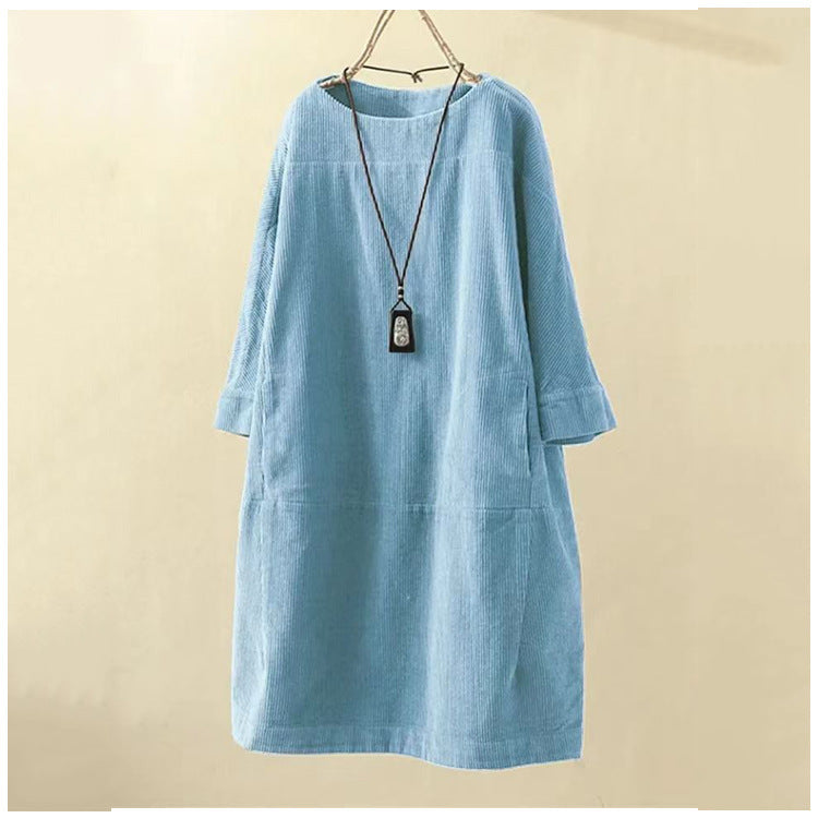 🧡 Cozy Corduroy Retro Dress – Chic & Comfy Fall Essential ✨