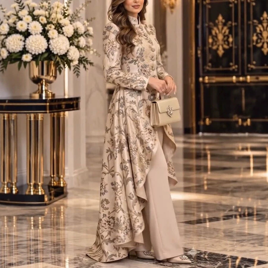 Printed Jacket and Wide-Leg Pants Set by Nue Haven